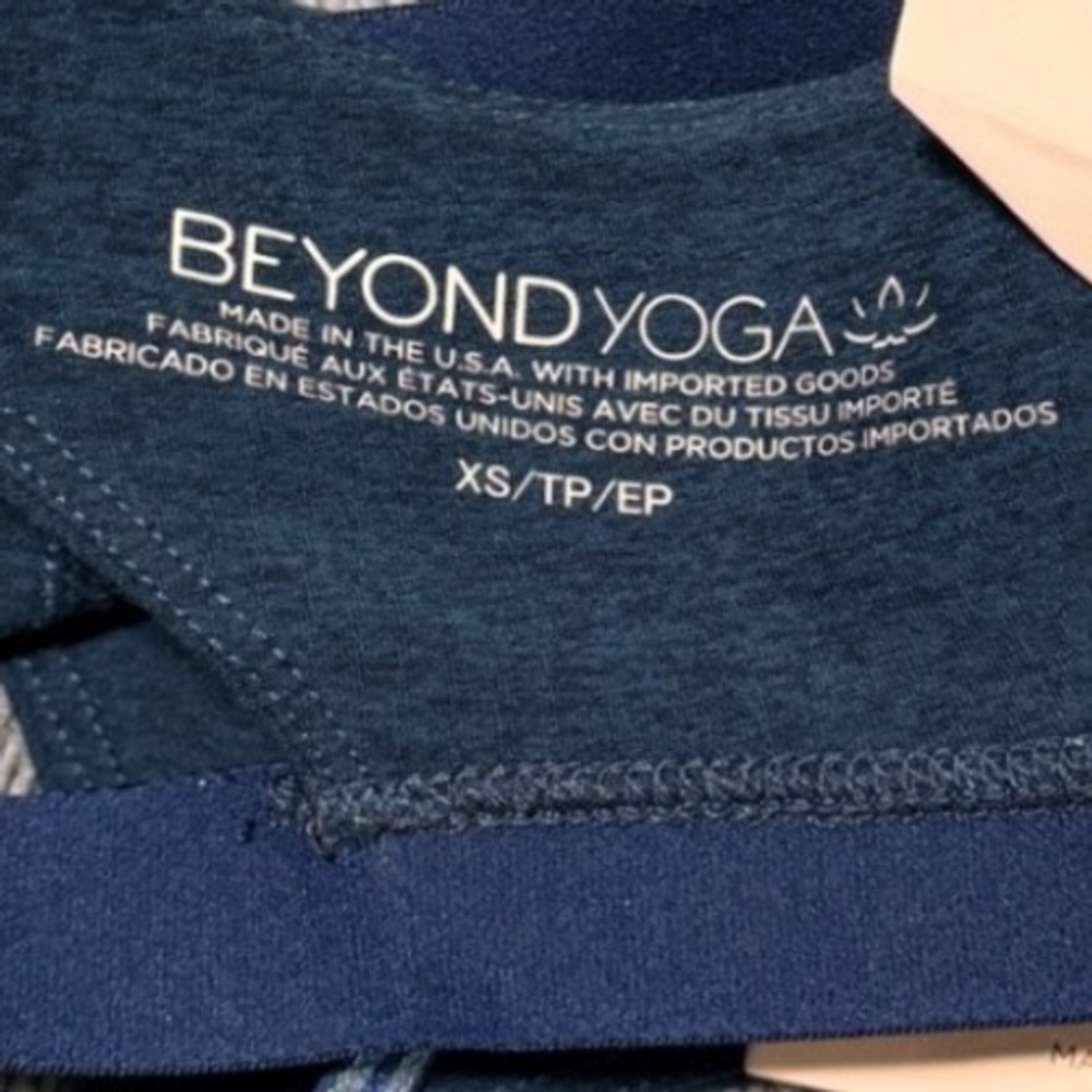 Beyond Yoga $72 NWT Womens Teal Blue Heather Metallic Green Sparkle Bra XS - Picture 5 of 6